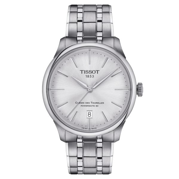 Tissot T-Classic Chemin des Tourelles Powermatic 80 watch silver dial steel bracelet 39 mm T139.807.11.031.00
