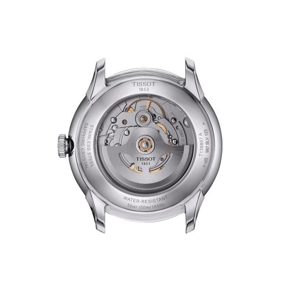 Montre Tissot T-Classic Chemin des Tourelles Powermatic 80 cadran gris bracelet acier 39 mm T139.807.11.061.00