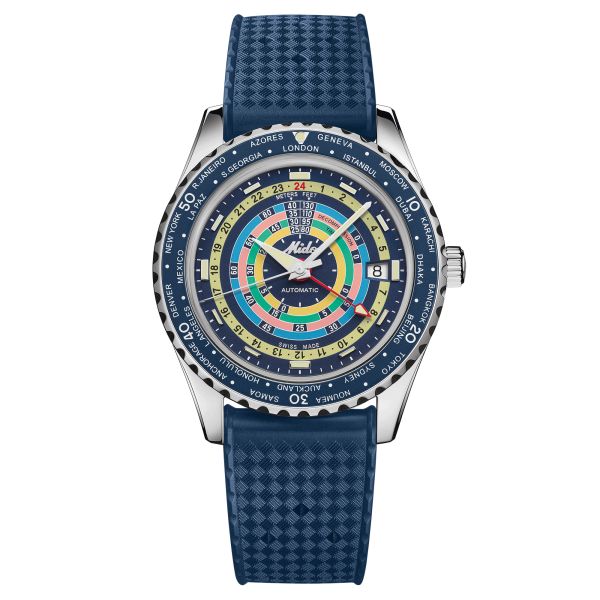 Montre Mido Ocean Star Decompression WorldTimer automatique cadran bleu 40,5 mm M026.829.17.041.00