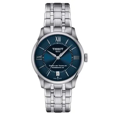 Montre Tissot T-Classic Chemin des Tourelles Powermatic 80 cadran bleu bracelet acier 34 mm T139.207.11.048.00