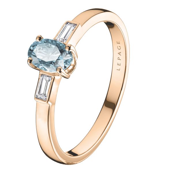 Ernest engagement ring in rose gold and aquamarine LEPAGE