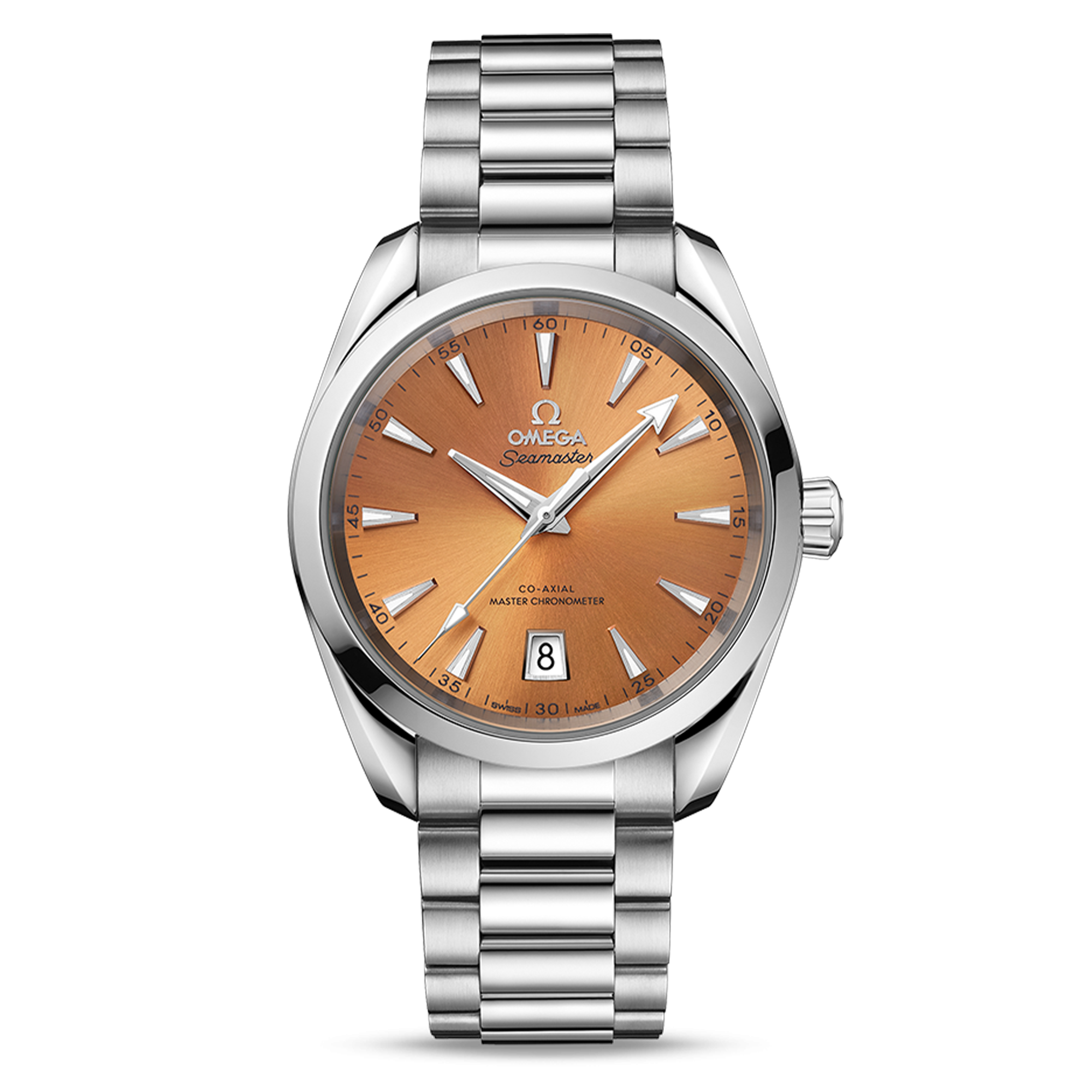 Omega Seamaster Aqua Terra 150m Co-Axial Master Chronometer watch saffron dial steel bracelet 38 mm