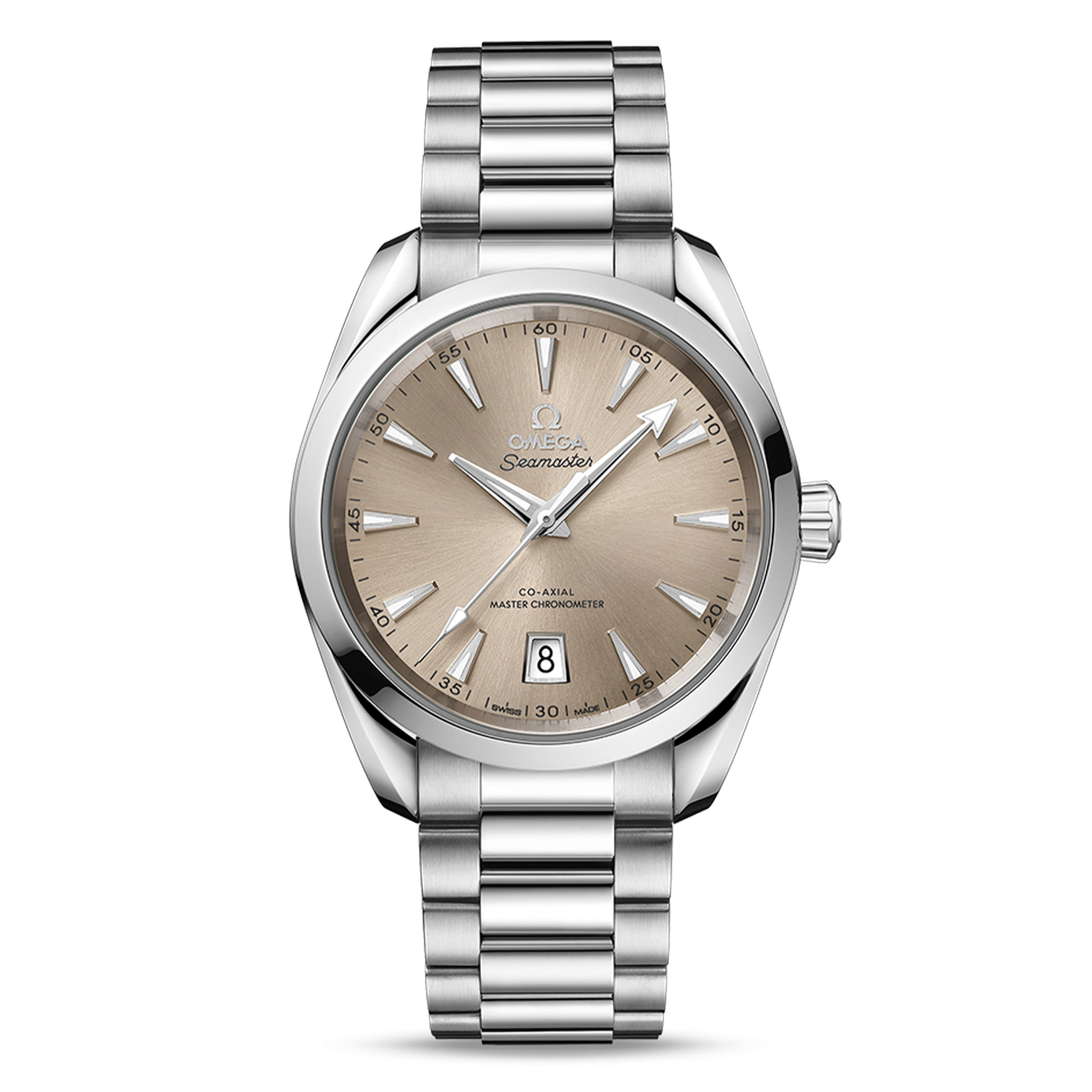 Omega Seamaster Aqua Terra 150m Co-Axial Master Chronometer watch sandstone dial steel bracelet 38 mm