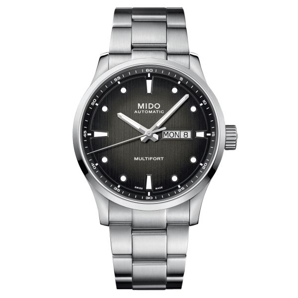 Mido Multifort M automatic watch grey dial steel bracelet 42 mm