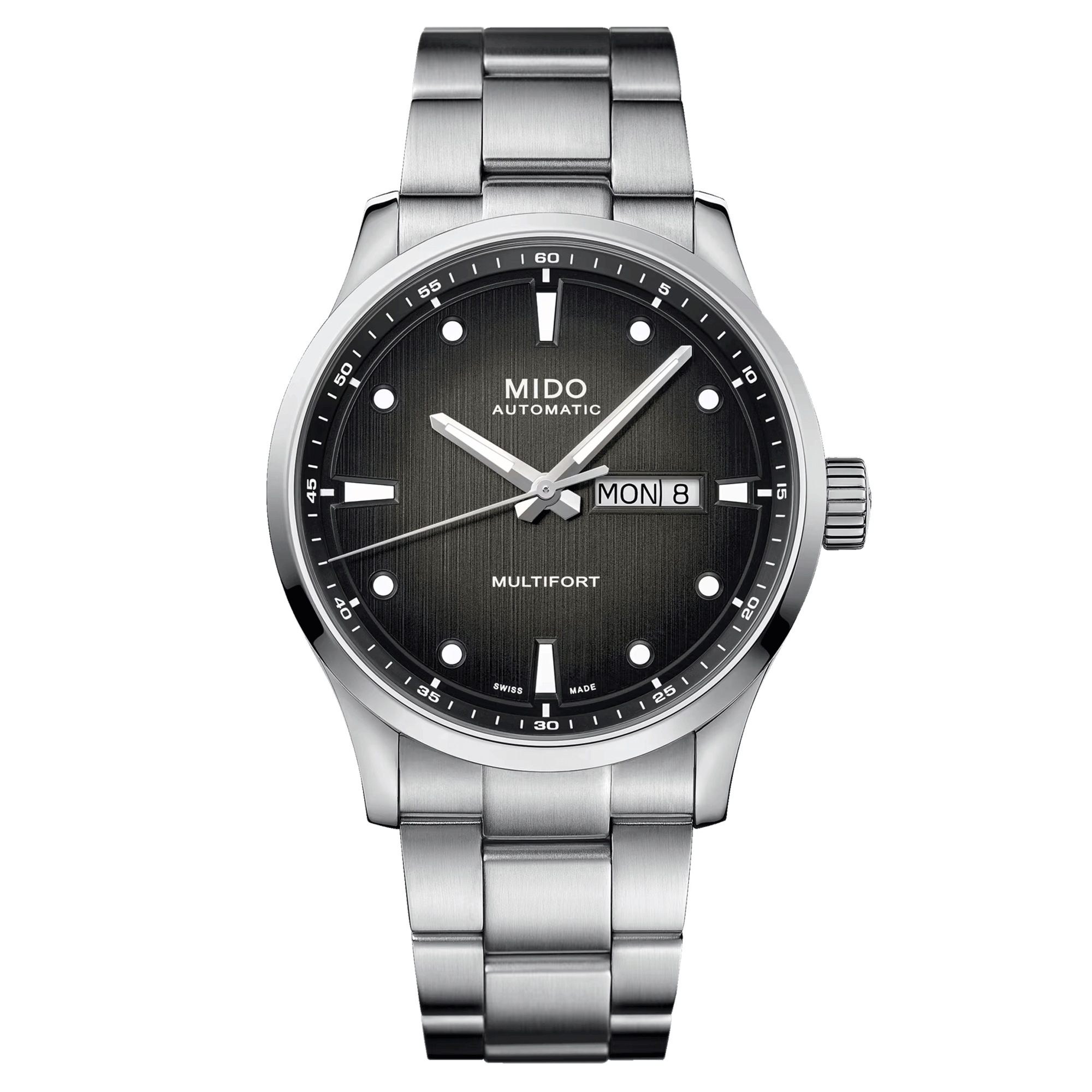 Mido Multifort M automatic watch grey dial steel bracelet 42 mm