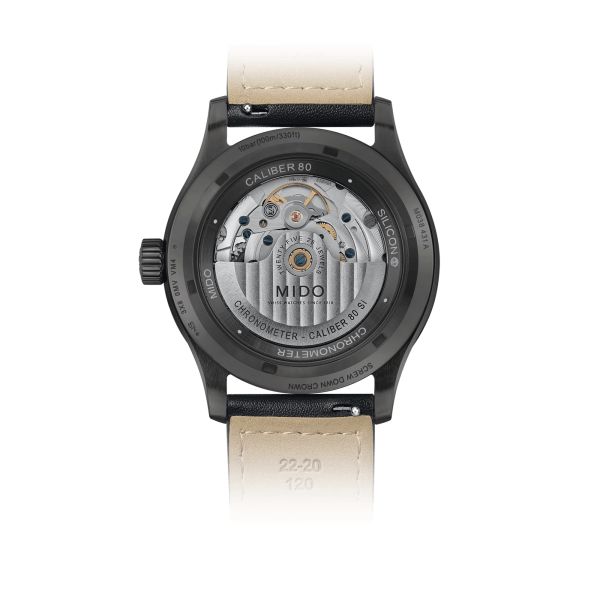 Montre Mido Multifort M Chronometer COSC automatique cadran noir bracelet cuir noir 42 mm M038.431.36.057.00
