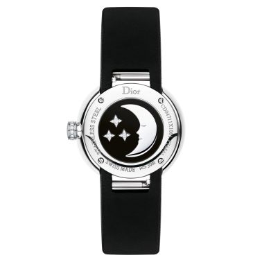 La D de Dior Rose Céleste quartz mother-of-pearl dial diamond set black satin strap 25 mm CD04711X1001