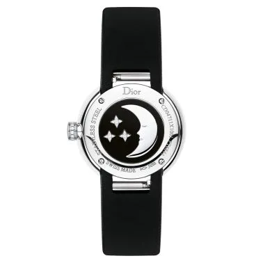 La D de Dior Rose Céleste quartz mother-of-pearl dial diamond set black satin strap 25 mm CD04711X1001