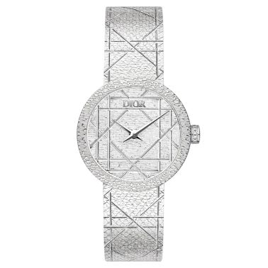 Montre La D my Dior quartz cadran argenté cannage bracelet acier 25 mm CD04011X1249
