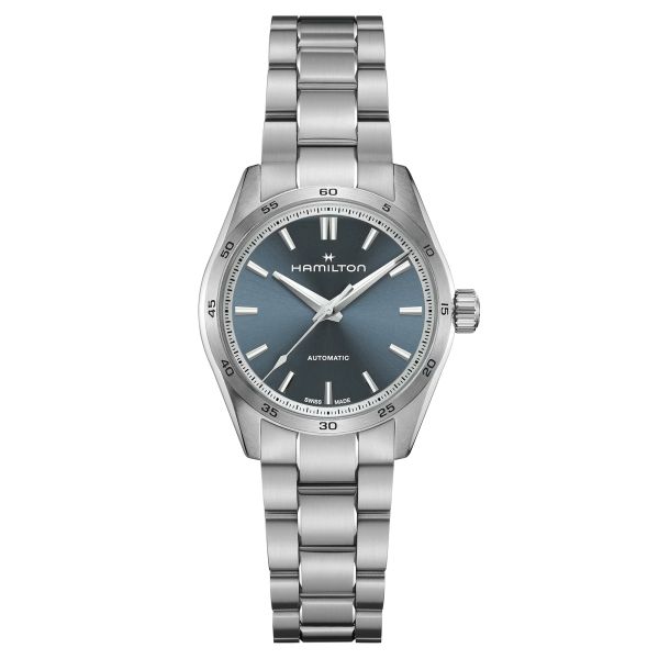 Hamilton Jazzmaster Performer automatic watch blue dial steel bracelet 34 mm
