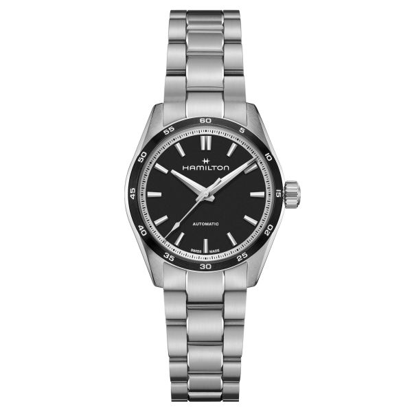 Hamilton Jazzmaster Performer automatic watch black dial steel bracelet 34 mm