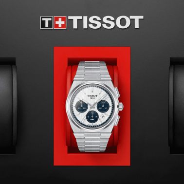 Tissot PRX Chronograph automatic watch white dial steel bracelet 42 mm T137.427.11.011.01