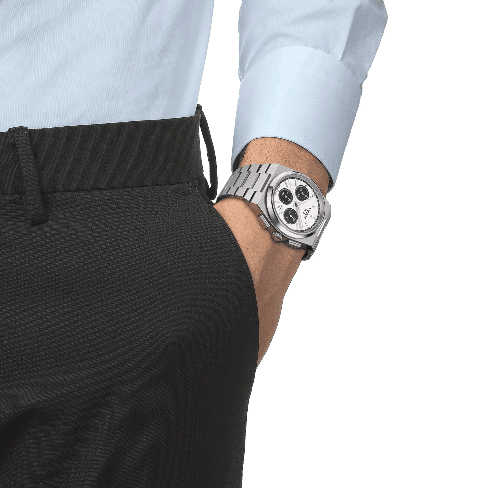 Tissot PRX Chronograph automatic watch white dial steel bracelet 42 mm T137.427.11.011.01