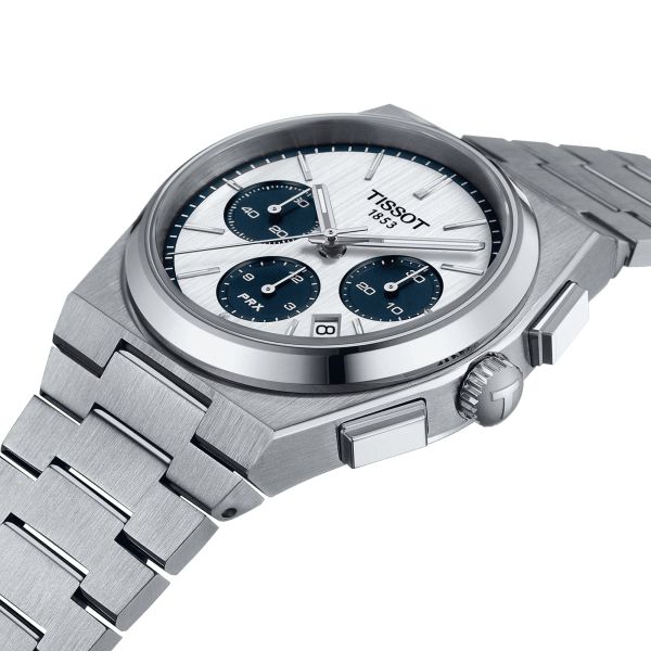 Tissot PRX Chronograph automatic watch white dial steel bracelet 42 mm T137.427.11.011.01