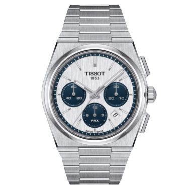 Montre Tissot PRX Chronographe automatique cadran blanc bracelet acier 42 mm T137.427.11.011.01