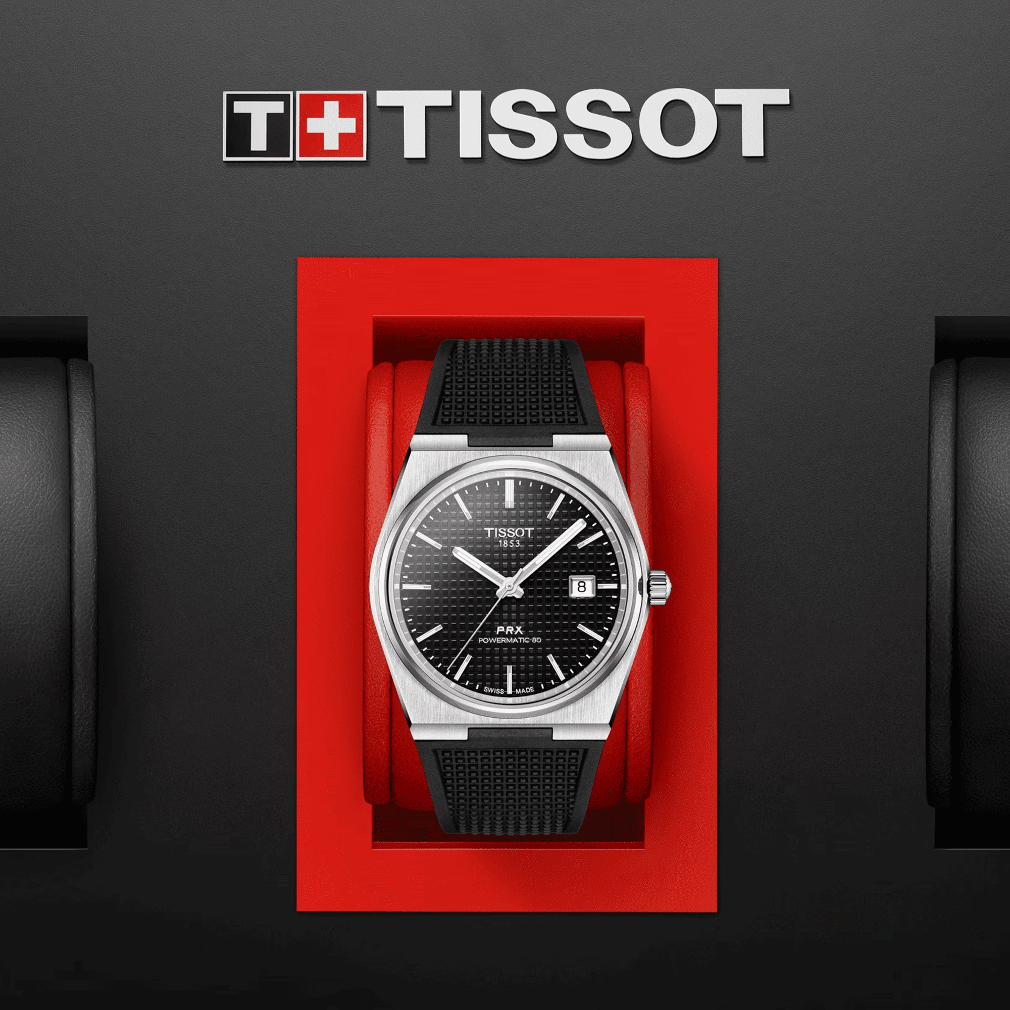 Montre Tissot PRX Powermatic 80 automatique cadran noir bracelet caoutchouc noir 40 mm T137.407.17.051.00