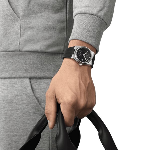 Montre Tissot PRX Powermatic 80 automatique cadran noir bracelet caoutchouc noir 40 mm T137.407.17.051.00