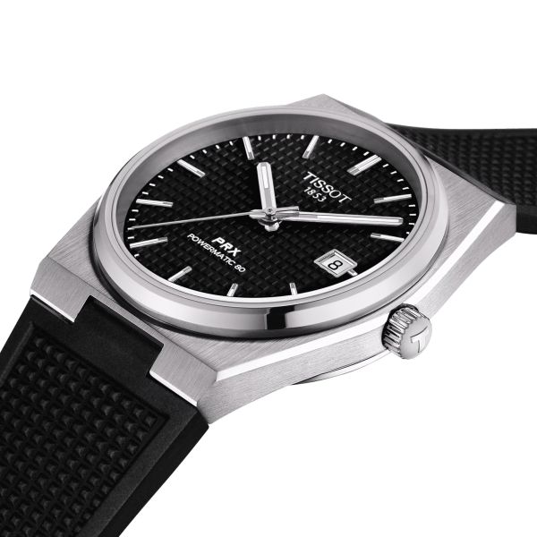Montre Tissot PRX Powermatic 80 automatique cadran noir bracelet caoutchouc noir 40 mm T137.407.17.051.00