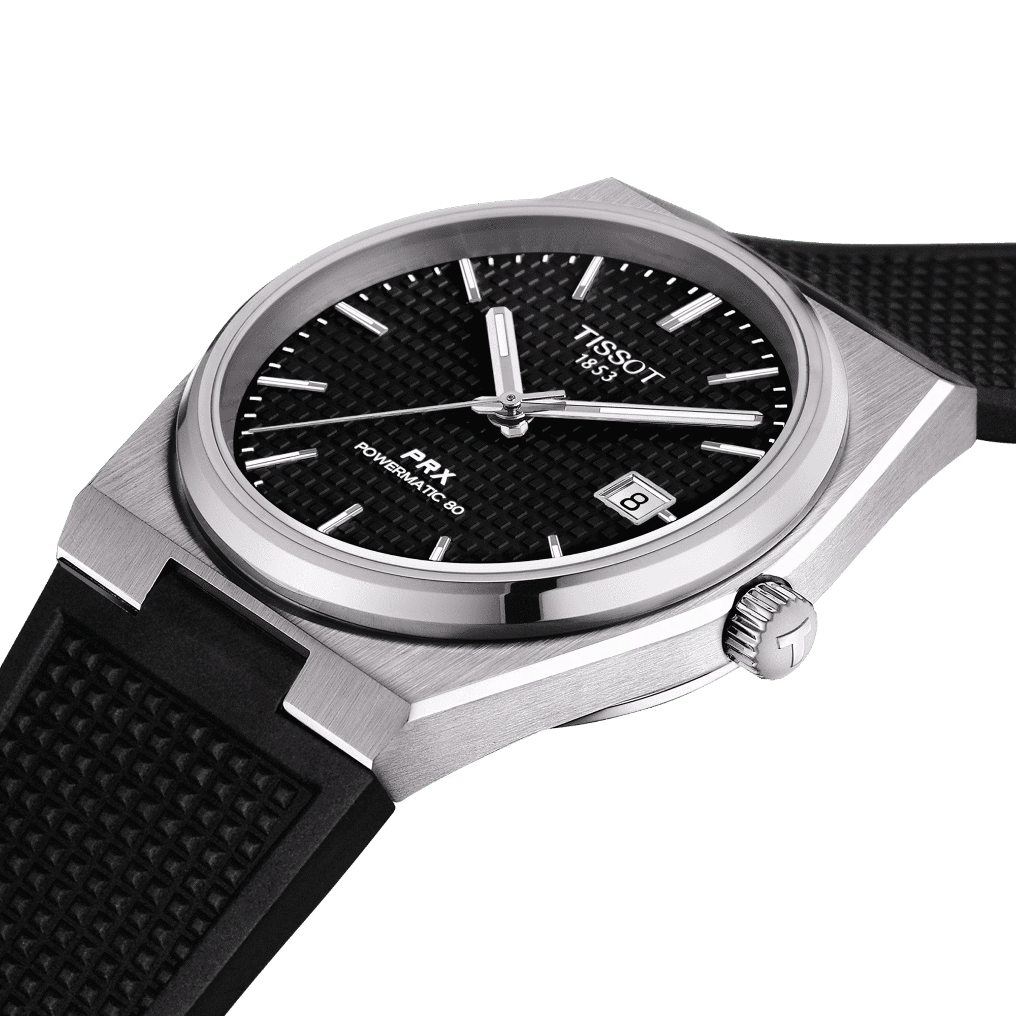 Montre Tissot PRX Powermatic 80 automatique cadran noir bracelet caoutchouc noir 40 mm T137.407.17.051.00