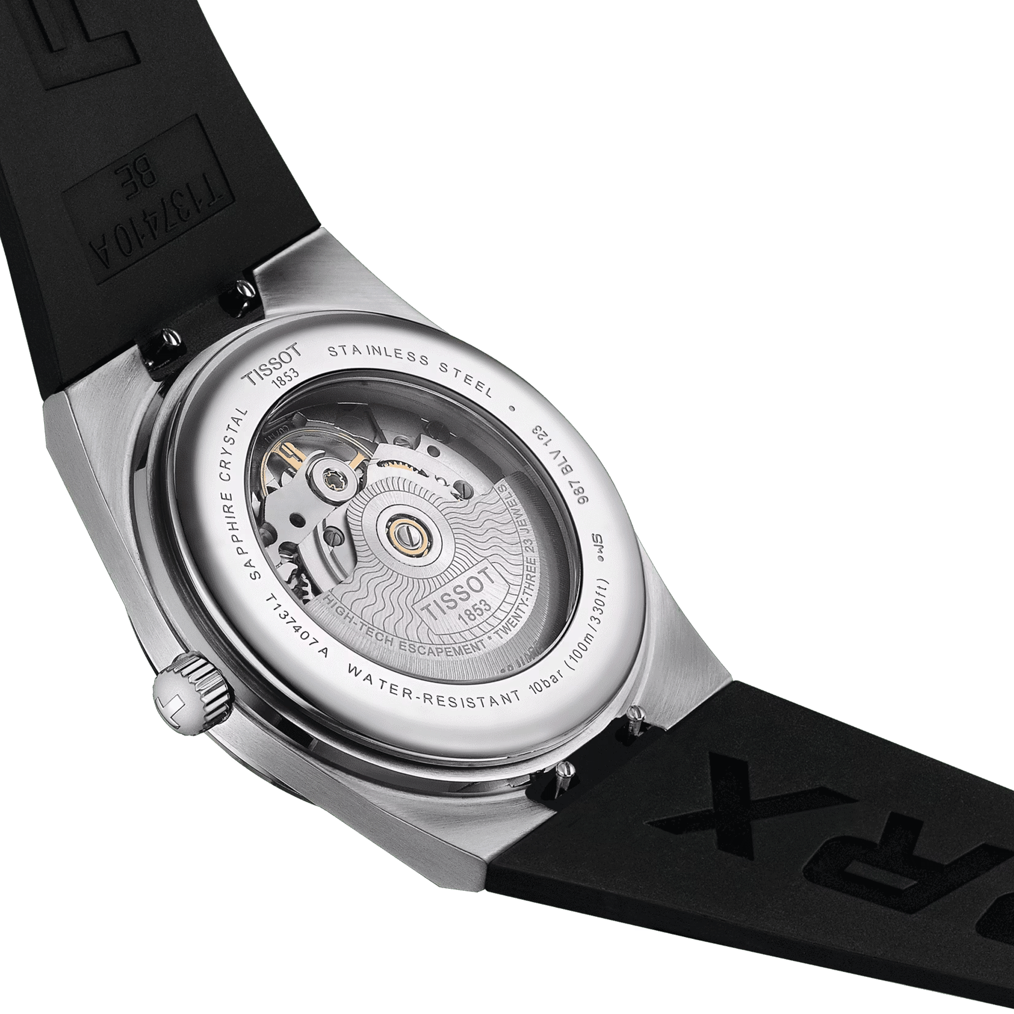 Montre Tissot PRX Powermatic 80 automatique cadran noir bracelet caoutchouc noir 40 mm T137.407.17.051.00