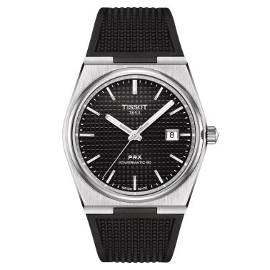 Montre Tissot PRX Powermatic 80 automatique cadran noir bracelet caoutchouc noir 40 mm T137.407.17.051.00