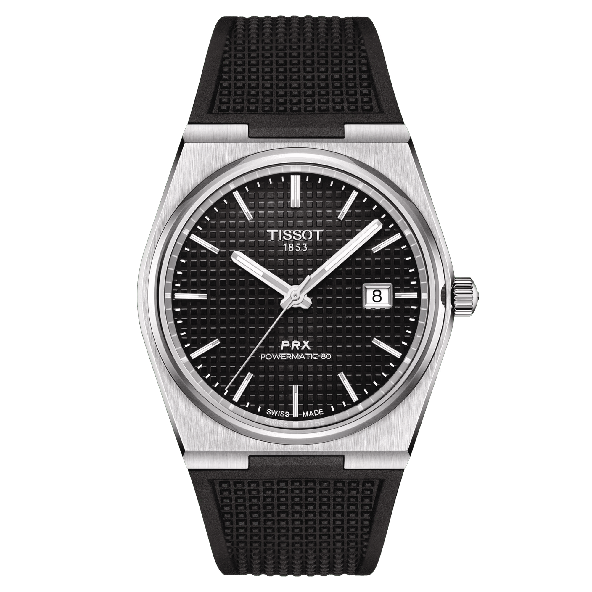 Montre Tissot PRX Powermatic 80 automatique cadran noir bracelet caoutchouc noir 40 mm T137.407.17.051.00