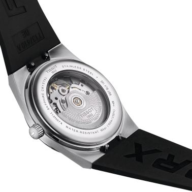 Tissot PRX Powermatic 80 automatic watch blue dial black rubber strap 40 mm T137.407.17.041.00