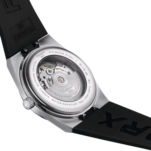 Tissot PRX Powermatic 80 automatic watch blue dial black rubber strap 40 mm T137.407.17.041.00