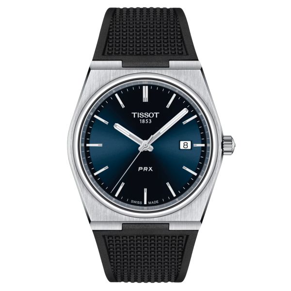 Montre Tissot PRX quartz cadran bleu bracelet caoutchouc noir 40 mm T137.410.17.041.00