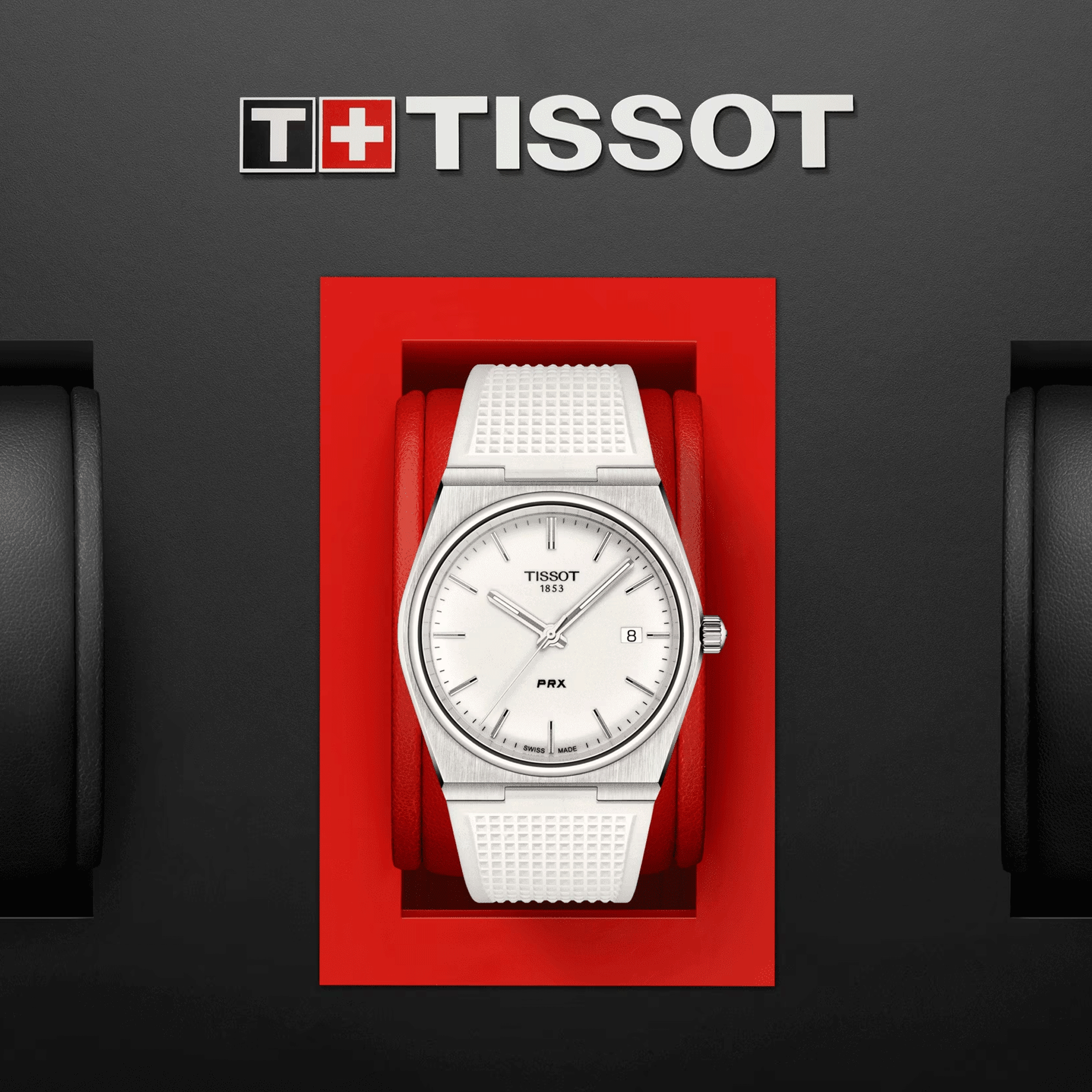 Montre Tissot PRX quartz cadran blanc bracelet caoutchouc blanc 40 mm T137.410.17.011.00