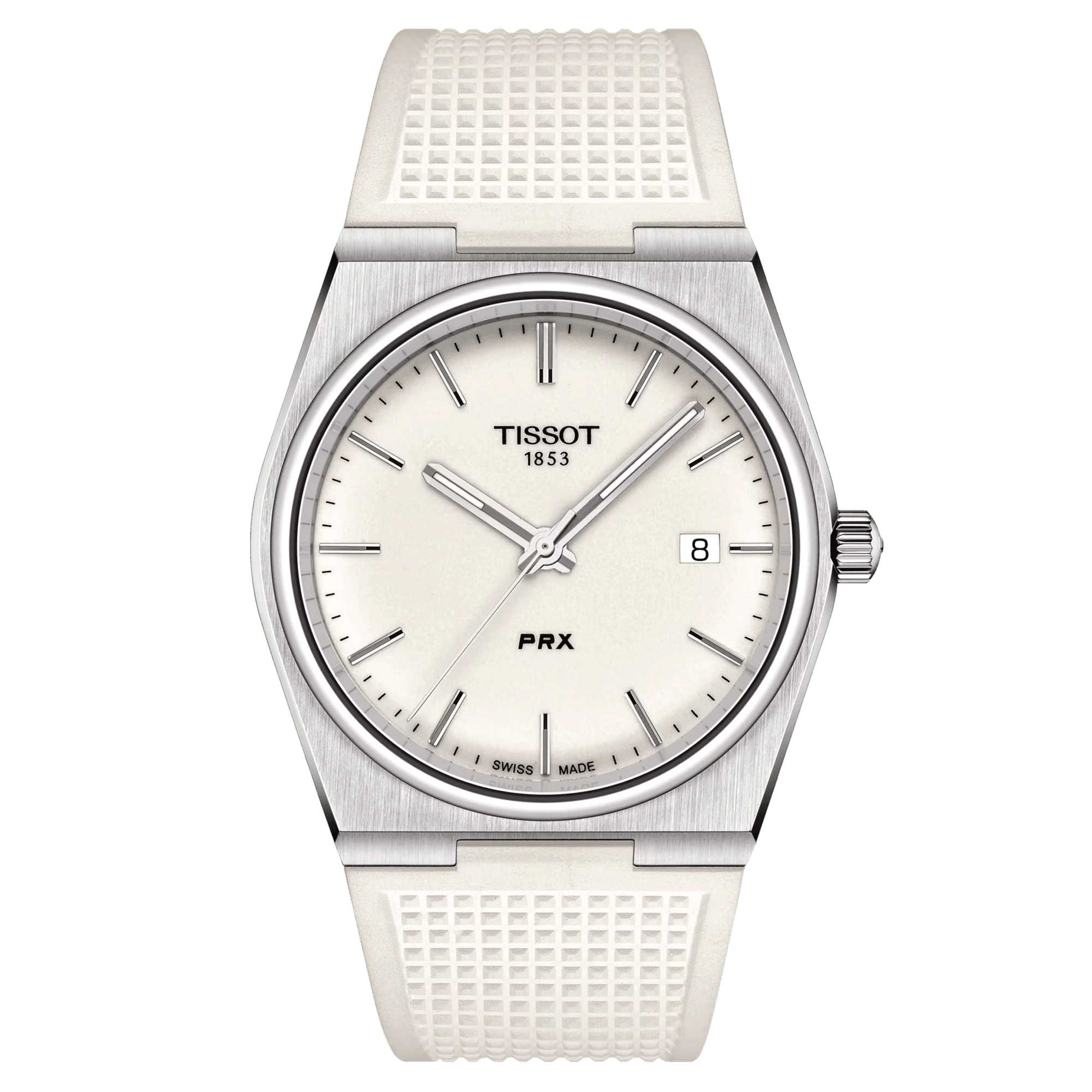 Montre Tissot PRX quartz cadran blanc bracelet caoutchouc blanc 40 mm T137.410.17.011.00