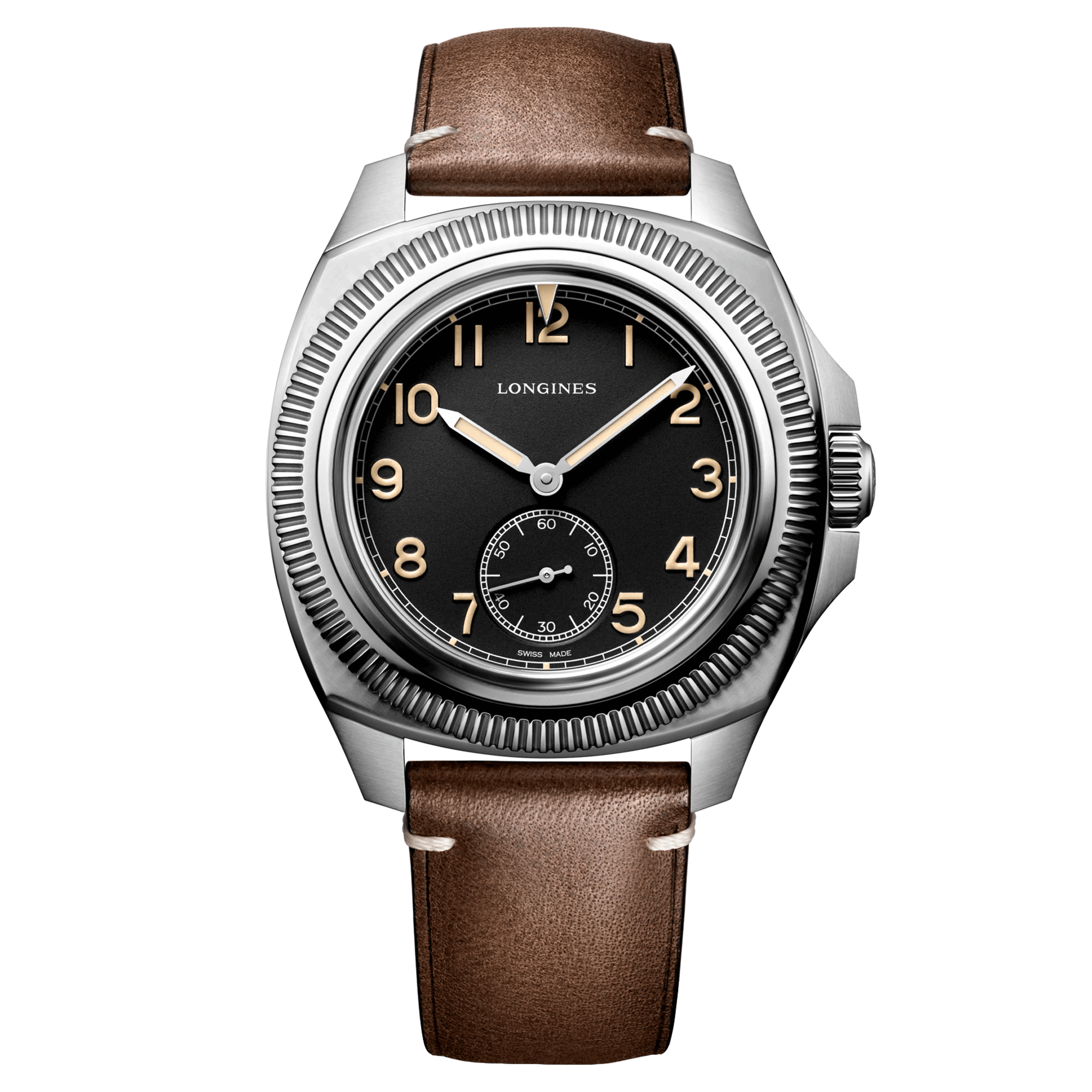 Longines Pilot Majetek Box Edition automatic watch black dial brown leather strap 43 mm L2.838.4.53.9