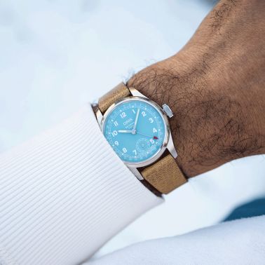 Oris Big Crown Caliber 473 mechanical blue dial leather strap 38 mm