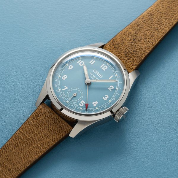 Oris Big Crown Caliber 473 mechanical blue dial leather strap 38 mm