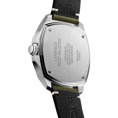 Longines Pilot Majetek automatic watch black dial green leather strap 43 mm L2.838.4.53.2