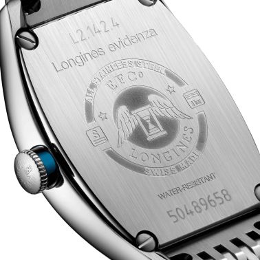 Longines Evidenza automatic watch petrol dial steel bracelet 27 x 30.60 mm