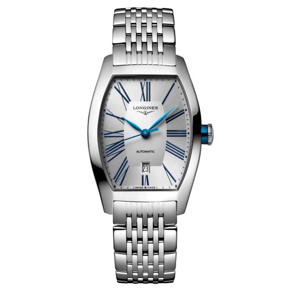 Montre Longines Evidenza automatique cadran argent bracelet acier 29 x 30,60 mm L2.142.4.70.6