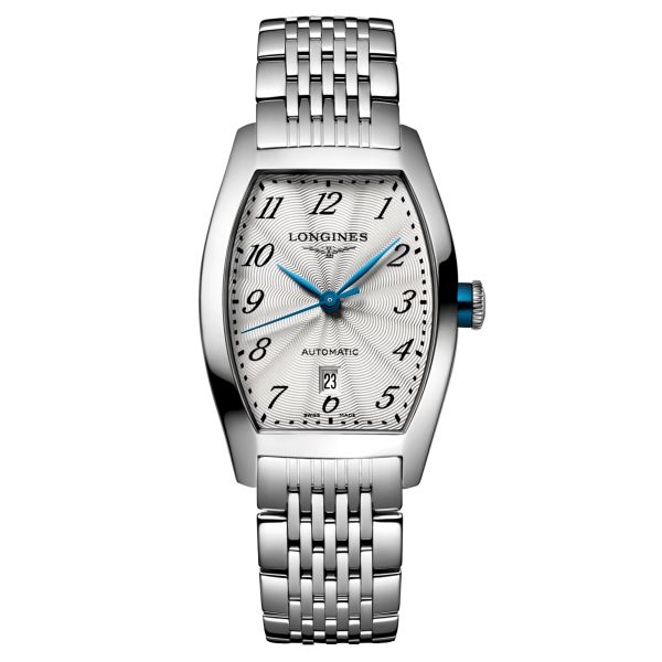 Montre Longines Evidenza automatique cadran argenté chiffres arabes bracelet acier L2.142.4.73.6