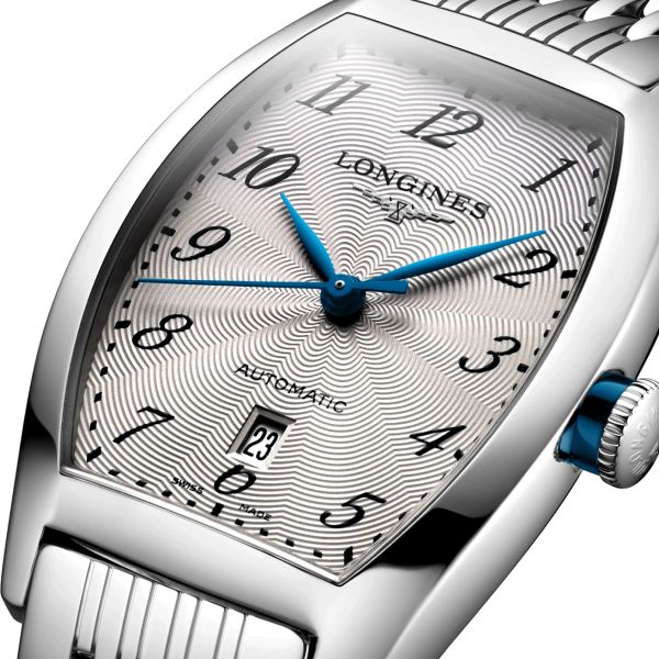 Montre Longines Evidenza automatique cadran argenté chiffres arabes bracelet acier