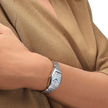 Montre Longines Evidenza automatique cadran argenté chiffres arabes bracelet acier