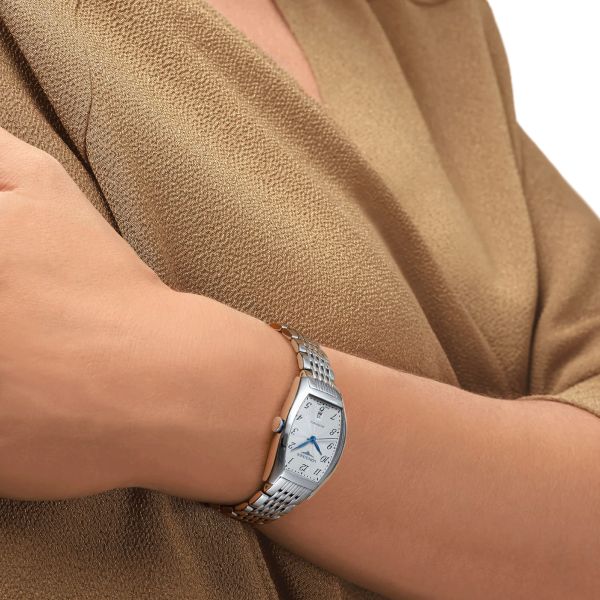 Montre Longines Evidenza automatique cadran argenté chiffres arabes bracelet acier