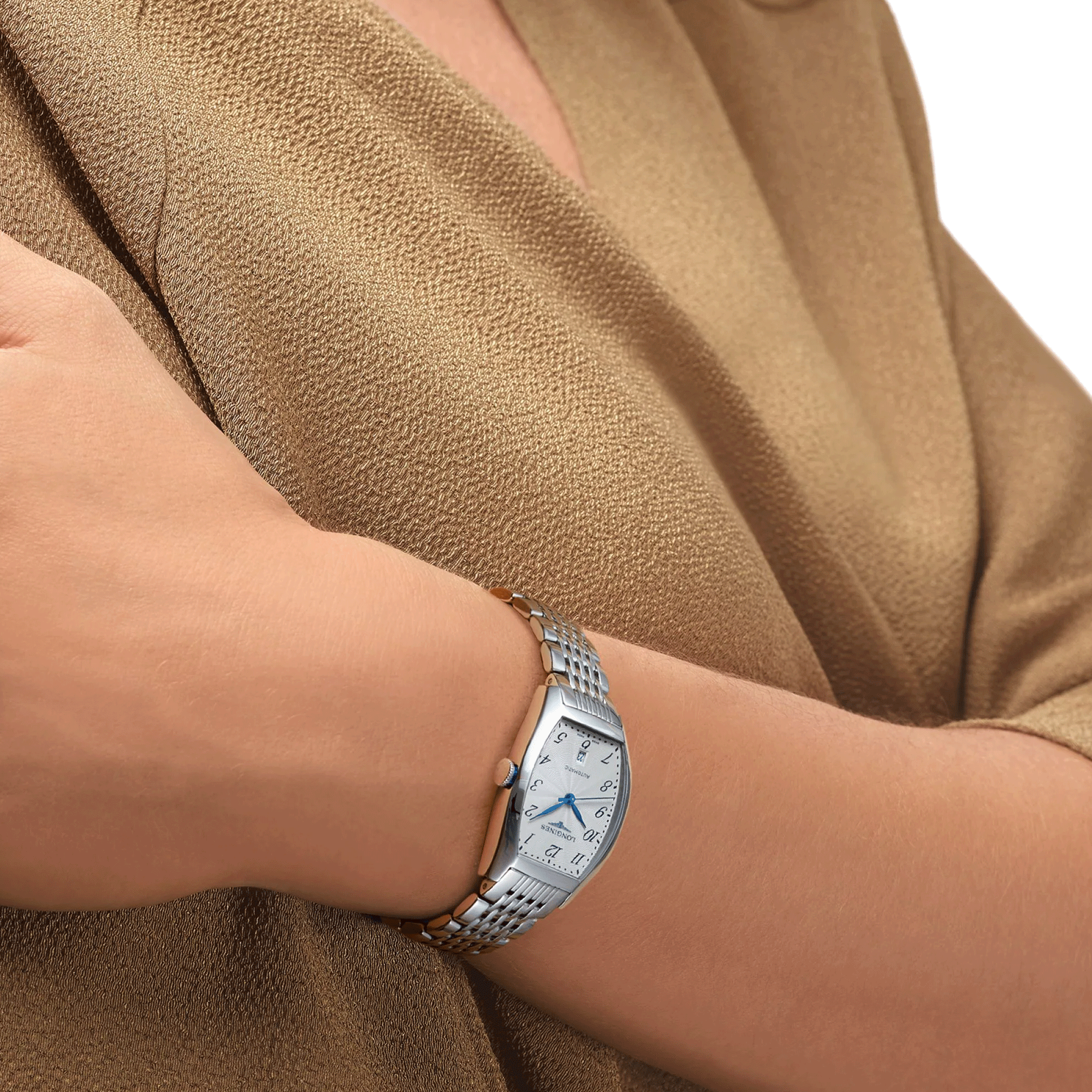 Montre Longines Evidenza automatique cadran argenté chiffres arabes bracelet acier