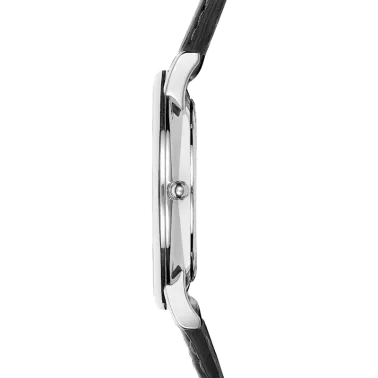 Montre Michel Herbelin Classiques quartz cadran blanc bracelet cuir gris 38 mm