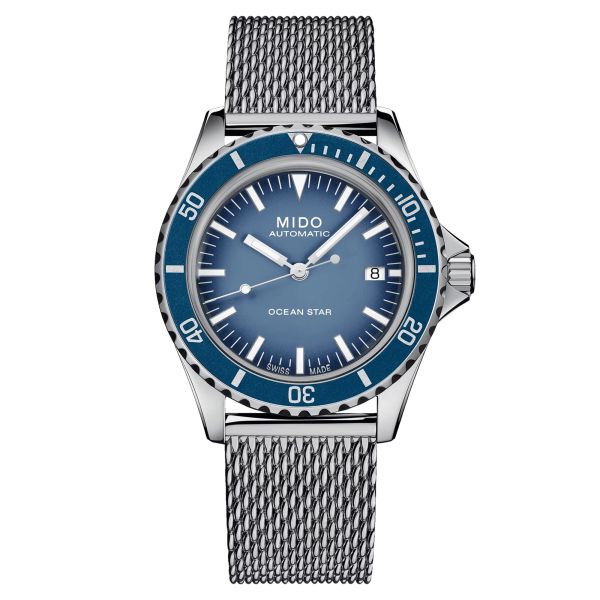 Montre Mido Ocean Star Tribute automatique cadran bleu dégradé bracelet acier maille milanaise 40,5 mm M026.807.11.041.01