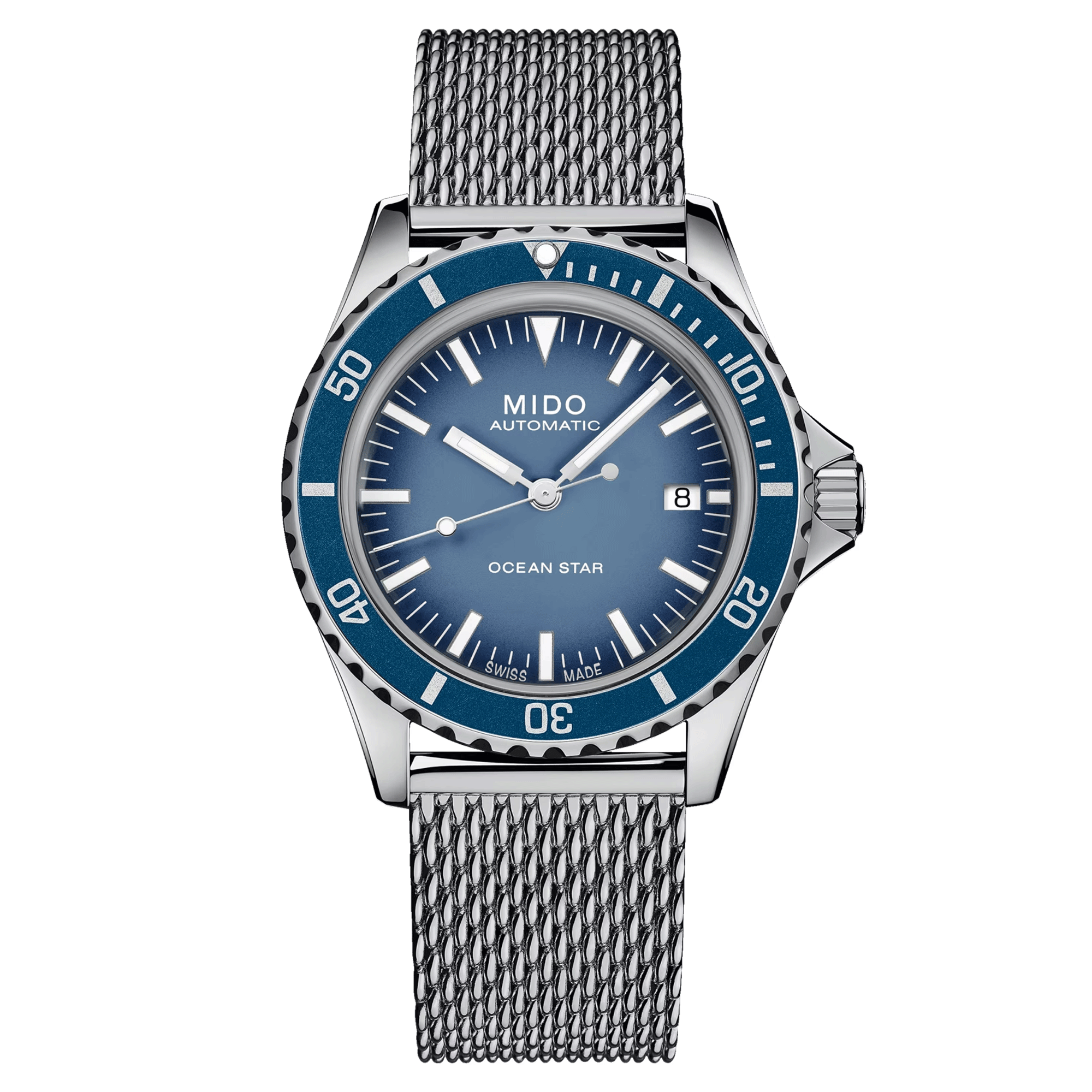 Mido Ocean Star Tribute automatic watch blue dial gradient stainless steel bracelet 40,5 mm M026.807.11.041.01