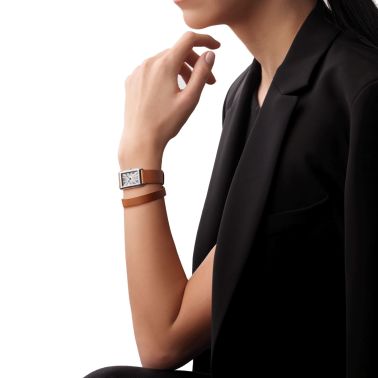 Montre Longines DolceVita X YVY quartz cadran argenté bracelet cuir brun 23,3 x 37 mm L5.512.4.71.B