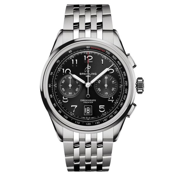 Montre Breitling Premier B01 Chronograph automatique cadran noir bracelet acier 42 mm AB0145221B1A1