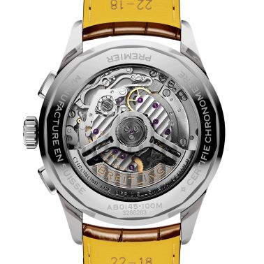 Breitling Premier B01 Chronograph automatic watch green dial brown leather strap 42 mm AB0145371L1P1