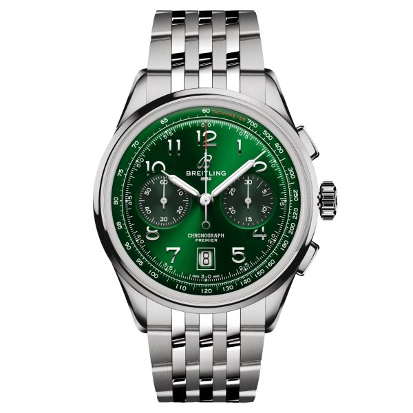 Breitling Premier B01 Chronograph automatic watch green dial steel bracelet 42 mm