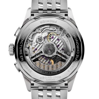 Montre Breitling Premier B01 Chronograph automatique cadran argent bracelet acier 42 mm AB0145211G1A1